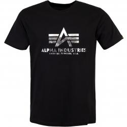 T-Shirt Alpha Basic Foil Print schwarz/silver 