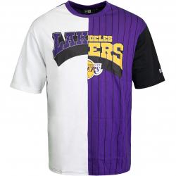 T-Shirt New Era NBA Half Pinstripe Oversized L.A. Lakers purple/white 