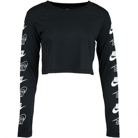 Nike Damen Longsleeve Futura Flip Crop schwarz/weiß 