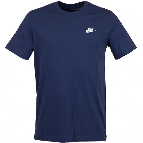 Nike T-Shirt Club dunkelblau/weiß 