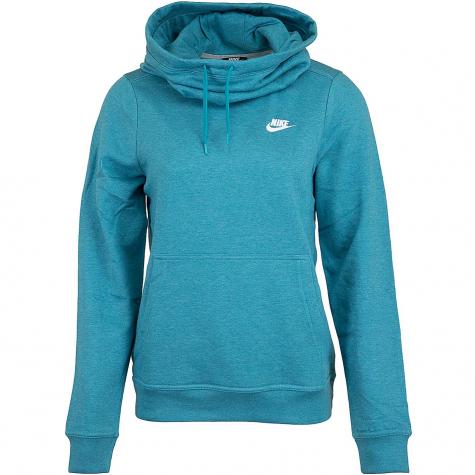 Nike Damen Hoody Funnel-Neck Fleece türkis/weiß 
