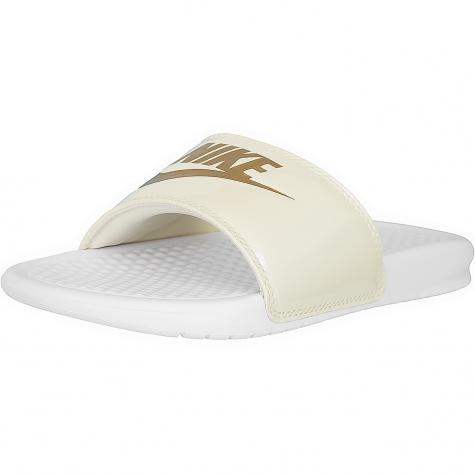 Nike Damen Badelatschen Benassi Just Do It weiß/gold 