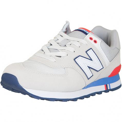 New Balance Sneaker 574 Leder/Textil beige/blau/rot 