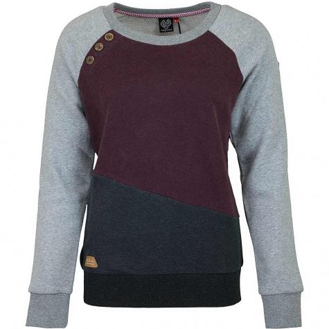 Ragwear Damen Sweatshirt Daria Block grau/weinrot 