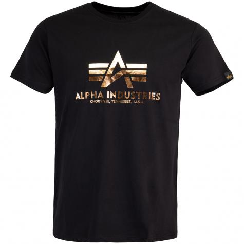 Alpha Industries Basic Foil Print T-Shirt schwarz/copper 