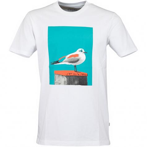 Cleptomanicx T-Shirt Paint Gull weiß/blau 