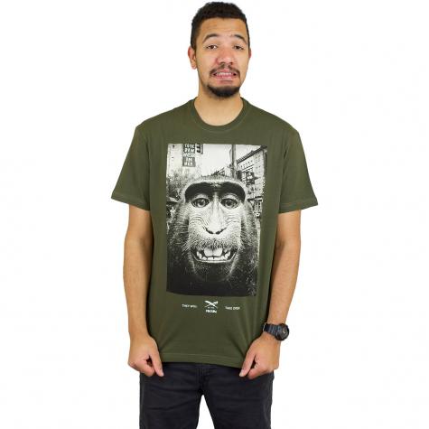 Iriedaily T-Shirt Monkey Takeover oliv 