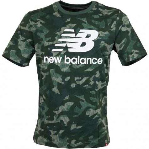 New Balance T-Shirt Essentials Stack Logo grün 