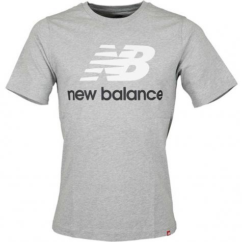 New Balance T-Shirt Essentials Stacked grau 