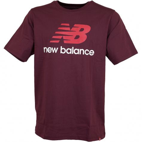 New Balance T-Shirt Essentials Stacked weinrot 