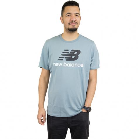 New Balance T-Shirt Essentials Stacked grau-blau 