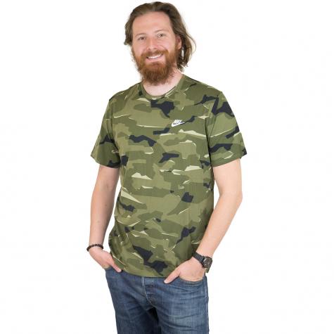 Nike T-Shirt Camo 1 oliv/weiß