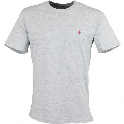 Volcom Bio-Baumwolle T-Shirt – Grau Meliert, Gesticktes Logo, Kurzarm, Klassische Passform