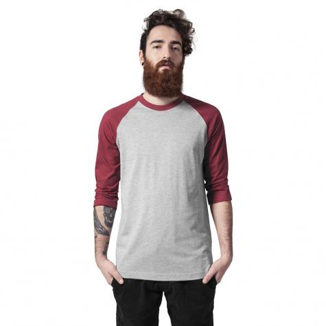 Urban Classics Longshirt Contrast 3/4 Sleeve Raglan grey/ruby 