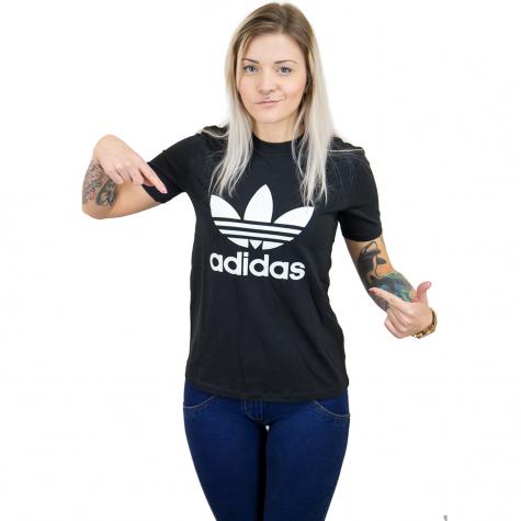 Adidas Originals Damen T-Shirt Trefoil schwarz/weiß 
