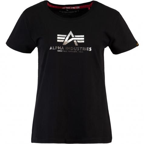 Alpha Industries New Basic Foil Print Damen Shirt schwarz/silber 