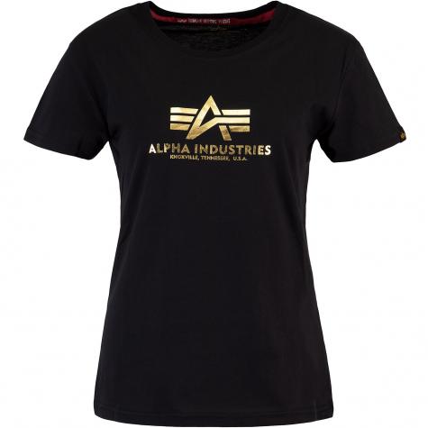 Alpha Industries New Basic Foil Print Damen Shirt schwarz/gold 