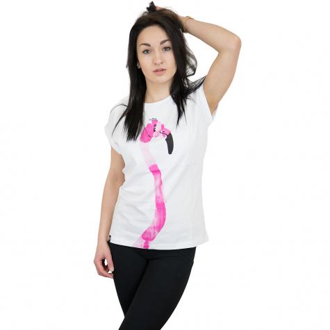 Dedicated Damen T-Shirt Drawn Flamingo weiß 