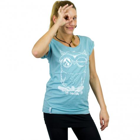 Iriedaily Damen T-Shirt Skateowl 2 beryl melange türkis 