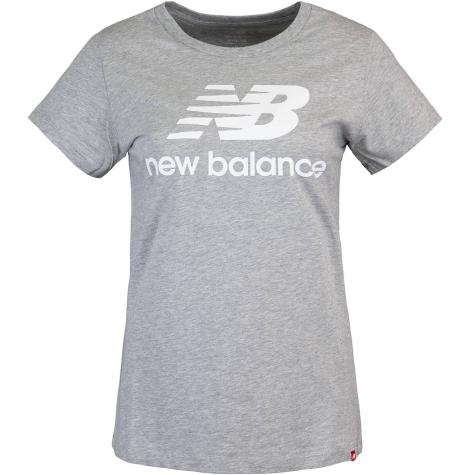 New Balance Essentials Stacked Logo Women T-Shirt grau 