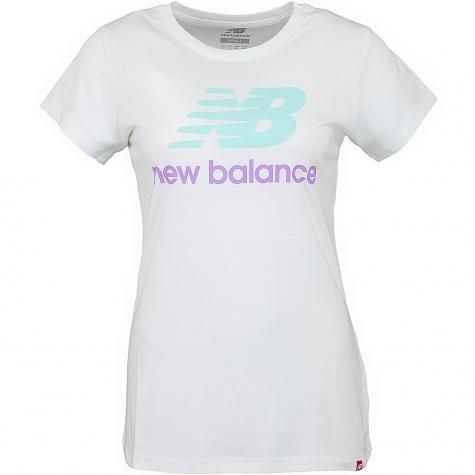 New Balance Damen T-Shirt Essentials Stacked Logo weiß 