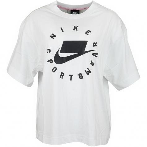 Nike Damen T-Shirt Drop Shoulder weiß/schwarz 
