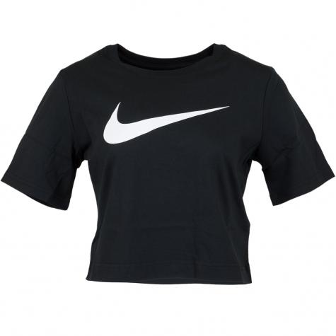 Nike Damen T-Shirt Swoosh Crop schwarz/weiß 