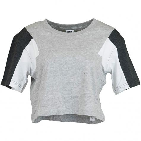 Urban Classics Damen T-Shirt 3-Tone Short Oversize grau/schwarz/weiß 