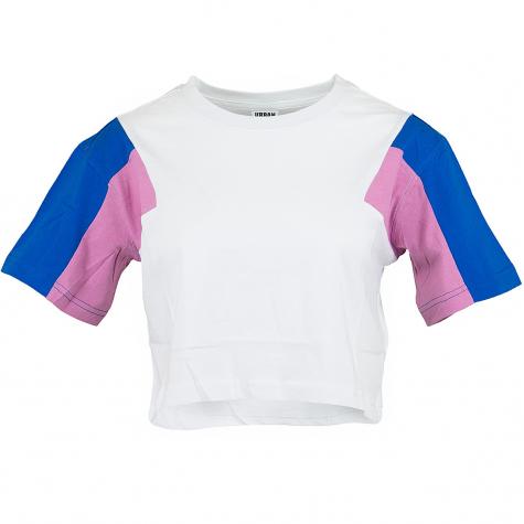 Urban Classics Damen T-Shirt 3-Tone Short Oversize weiß/blau/pink 