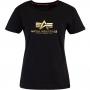 Alpha Industries New Basic Foil Print Damen Shirt schwarz/gold