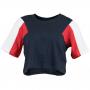 Urban Classics Damen T-Shirt 3-Tone Short Oversize dunkelblau/weiß/rot