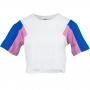 Urban Classics Damen T-Shirt 3-Tone Short Oversize weiß/blau/pink