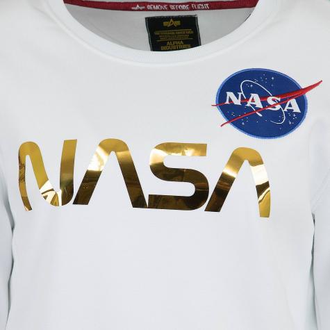 Alpha Industries Damen Sweatshirt NASA PM weiß/gold