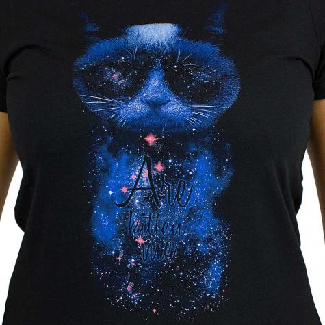 Iriedaily Damen T-Shirt Space Cat schwarz 