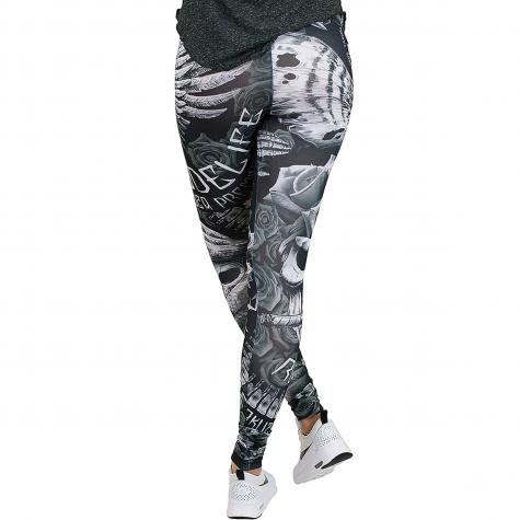 Black Premium Leggings Damen – Schwarz Mit Allover-Print, Super Weich & Elastisch, High-Rise-Bund