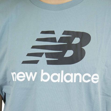 New Balance T-Shirt Essentials Stacked grau-blau 