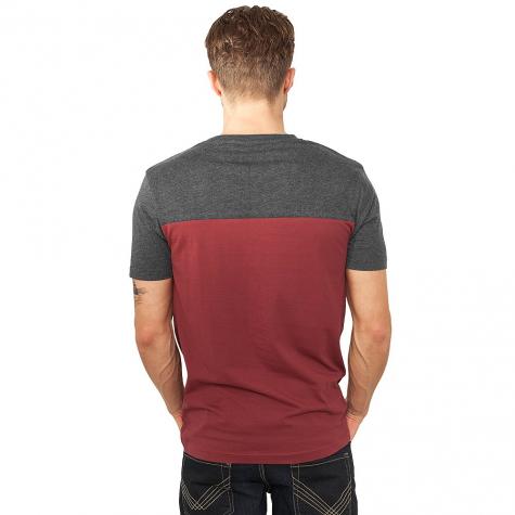 Urban Classics T-Shirt 3-Tone Pocket burgundy/charcoal/grey 