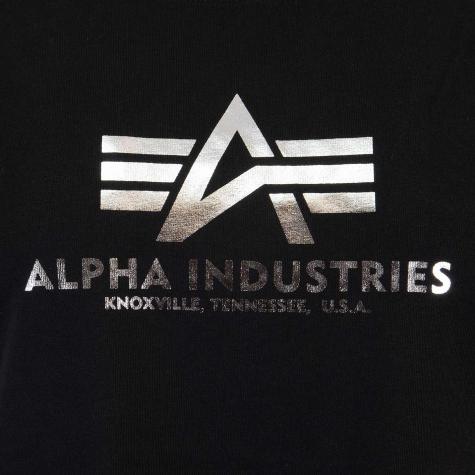 Alpha Industries New Basic Foil Print Damen Shirt schwarz/silber 