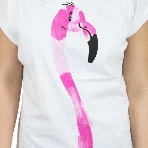 Dedicated Damen T-Shirt Drawn Flamingo weiß 