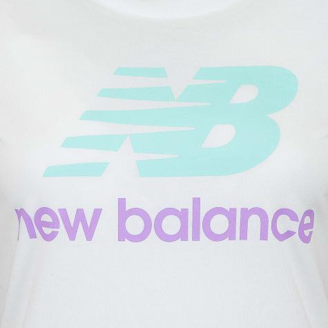 New Balance Damen T-Shirt Essentials Stacked Logo weiß 