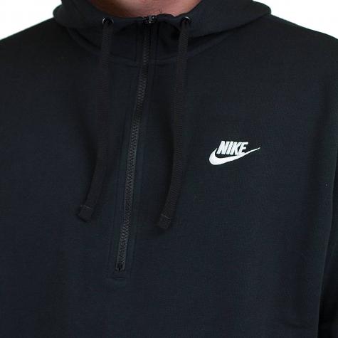 Nike Hoody Club Fleece Half Zip schwarz/weiß 