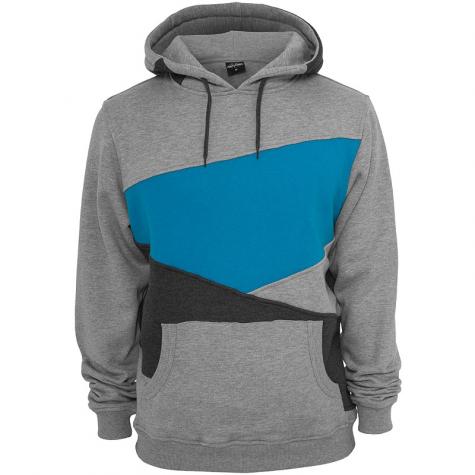 Urban Classics Hoody Zig Zag grau/grau/türkis