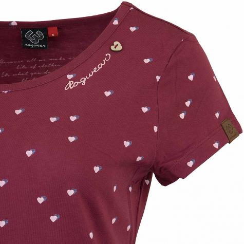 Ragwear Damen T-Shirt Mint Hearts dunkelrot 