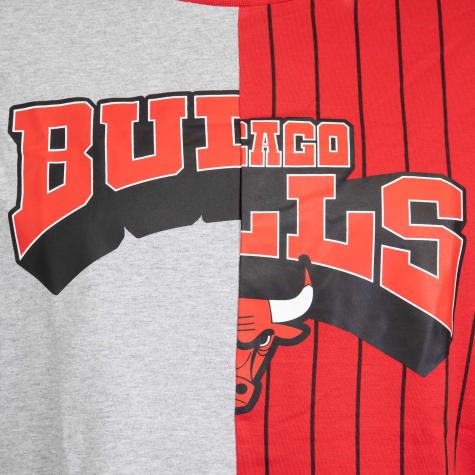 T-Shirt New Era NBA Half Pinstripe Chicago Bulls Oversized red/grey 