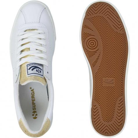 Superga Damen Sneaker Comflealame weiß/gold 