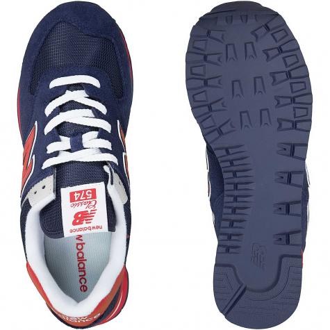 New Balance Sneaker 574 Leder/Textil dunkelblau/rot 