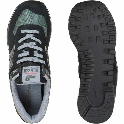 New Balance Sneaker 574 Leather/Textile/PU schwarz/grün