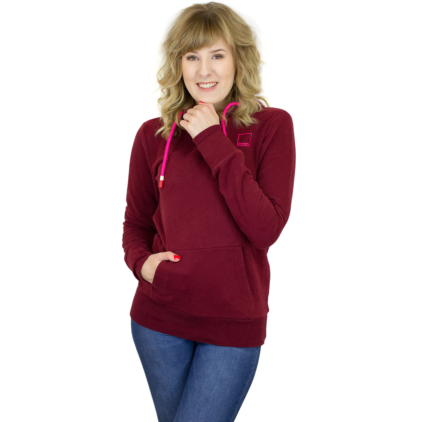 Bench Damen Hoody Corp Logo weinrot hier bestellen!
