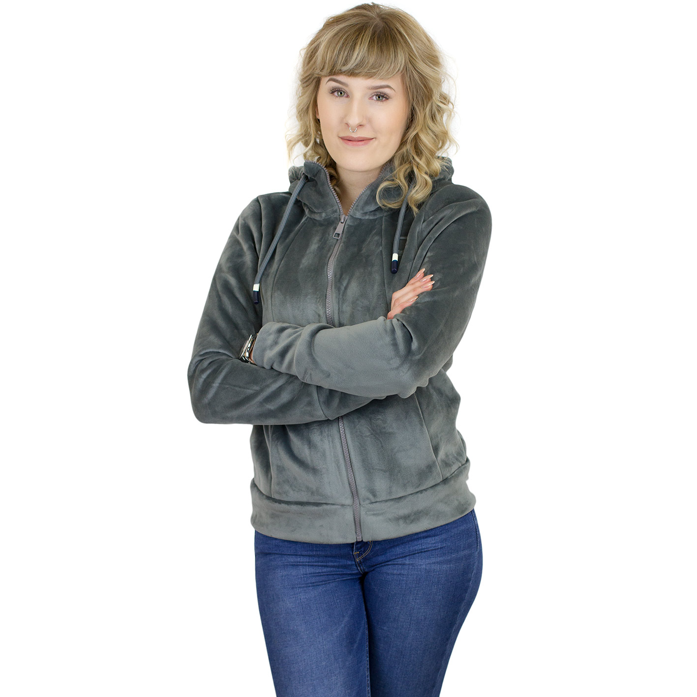 Bench Damen ZipHoody Heritage Fleece Zip grau hier bestellen!