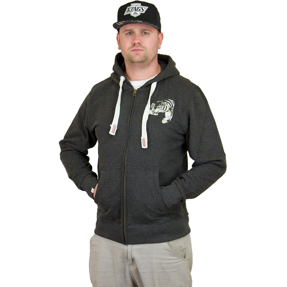 Yakuza Punx Quilted Zip Hoodie HZB-11015 Mit Totenkopf Patch